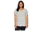 Calvin Klein Plus Plus Size Printed Short Sleeve Top W/ Bar Hardware (soft White/latte) Women's Sleeveless