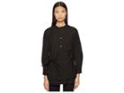 Y's By Yohji Yamamoto K-collarless Tie Front Button Up Shirt (black) Women's Clothing