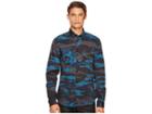 Versace Jeans Couture Tiger Camo Button Down (dark Blue) Men's Clothing