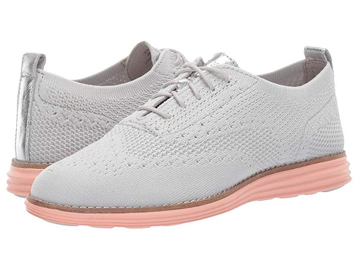 Cole Haan Original Grand Knit Wing Tip Oxford (vapor Grey Knit/tropical Peach) Women's Shoes