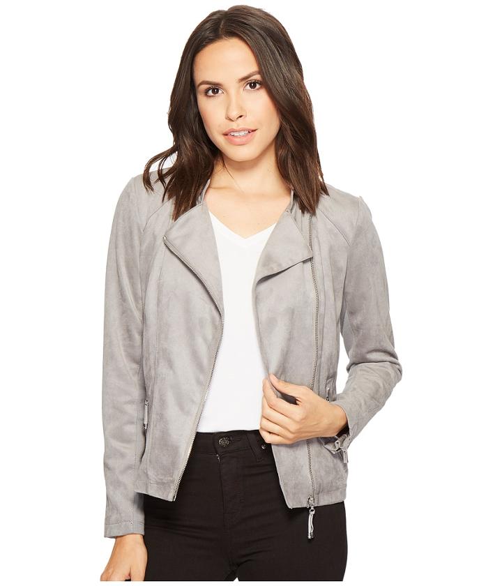 Calvin Klein Faux Suede Moto Jacket (tin) Women's Coat
