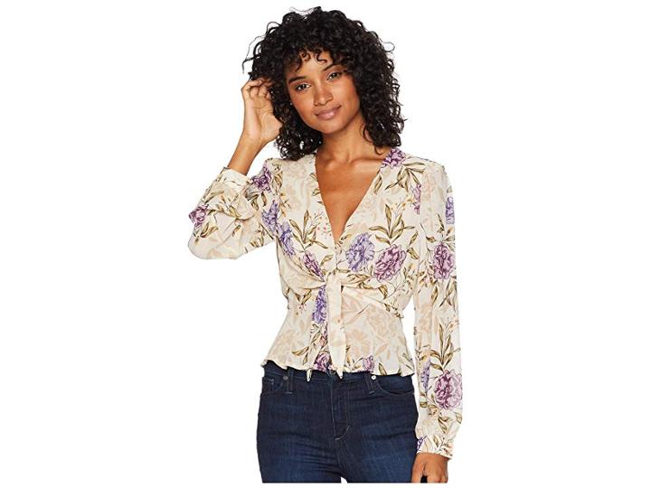 Astr The Label Laney Top (cream/lilac Floral) Women's Clothing