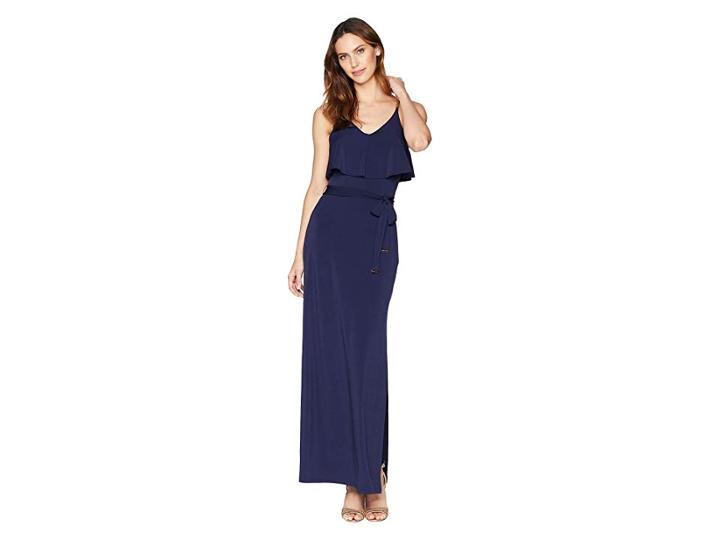 Michael Michael Kors Chain Strap Flutter Maxi (true Navy) Women's Dress