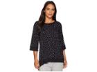 Donna Karan Short Sleeve Top (black Small Print) Women's Pajama