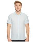 Perry Ellis Glen Plaid Linen Shirt (bright Aqua Sea) Men's Clothing