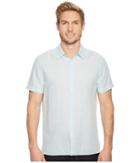 Perry Ellis Glen Plaid Linen Shirt (bright Aqua Sea) Men's Clothing