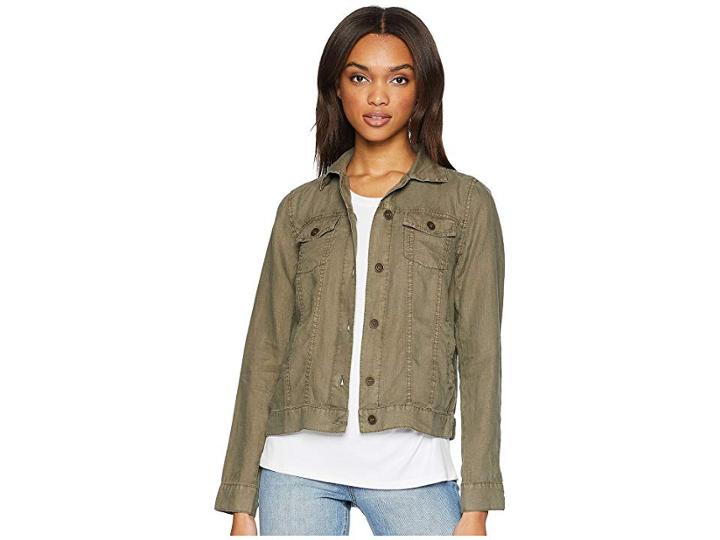 Michael Stars Woven Linen Jean Jacket (camo) Women's Coat
