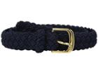 Lauren Ralph Lauren 1 1/4 Woven Elastic Stretch Belt With Roller Engraved Buckle (navy) Women's Belts