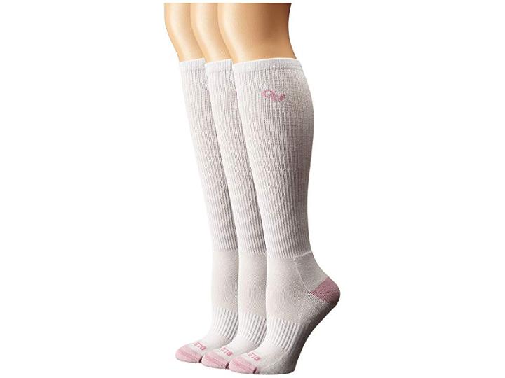 Old West Boots 3-pack Over The Calf Socks (white/pink Toe) Women's Crew Cut Socks Shoes