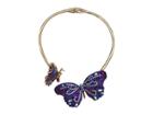 Betsey Johnson Purple Butterfly Hinge Collar Necklace (purple) Necklace