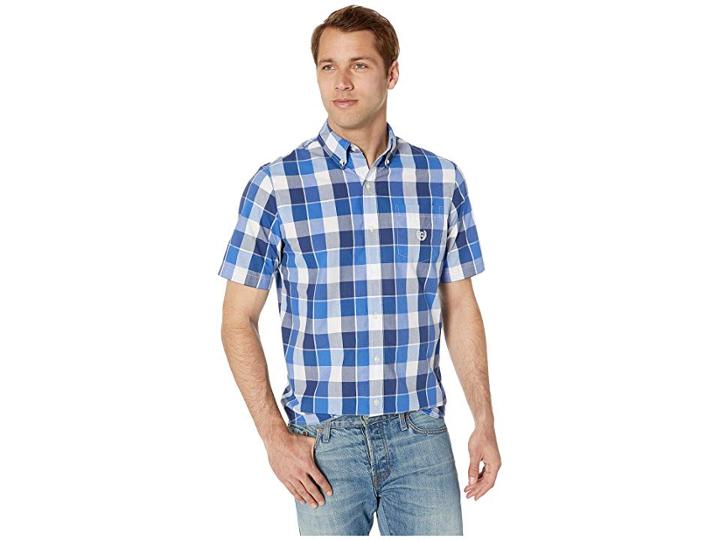 Chaps Easy-care Short-sleeve Sport Shirt (blue 2) Men's Clothing