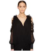 Thomas Wylde Bluebell Cold Shoulder Long Sleeve Top (black Opal) Women's Clothing