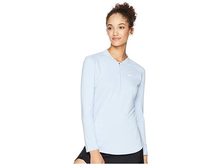 Nike Court Pure Half-zip Tennis Top (royal Tint/white) Women's Clothing