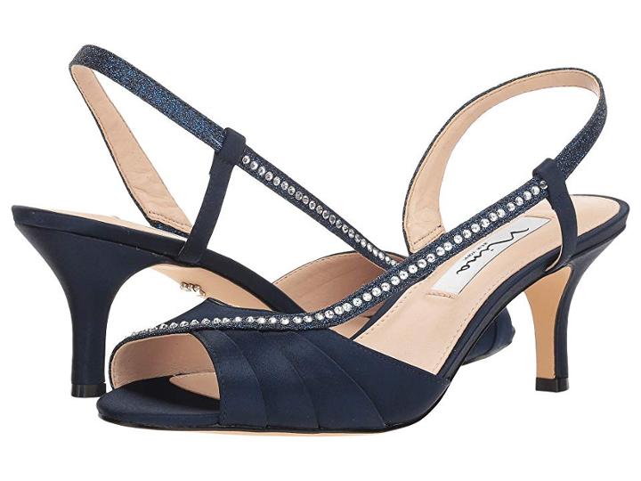 Nina Cabell (new Navy Satin) Women's 1-2 Inch Heel Shoes