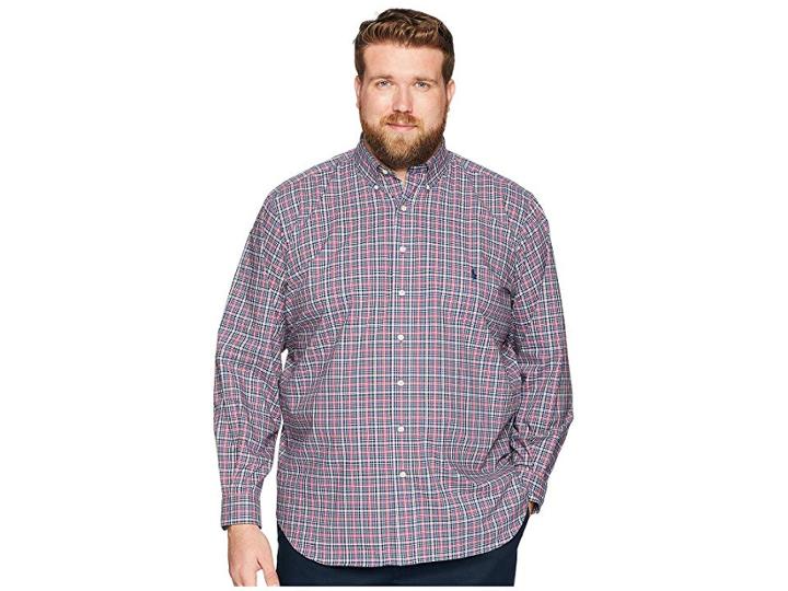 Polo Ralph Lauren Big Tall Stretch Poplin (navy/nevis Multi) Men's Clothing