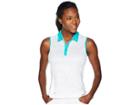 Adidas Golf Printed Dot Merch Sleeveless Polo (hi-res Aqua) Women's Clothing