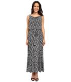 Calvin Klein Maxi Dress W/ Hardware (black Stripe) Women's Dress