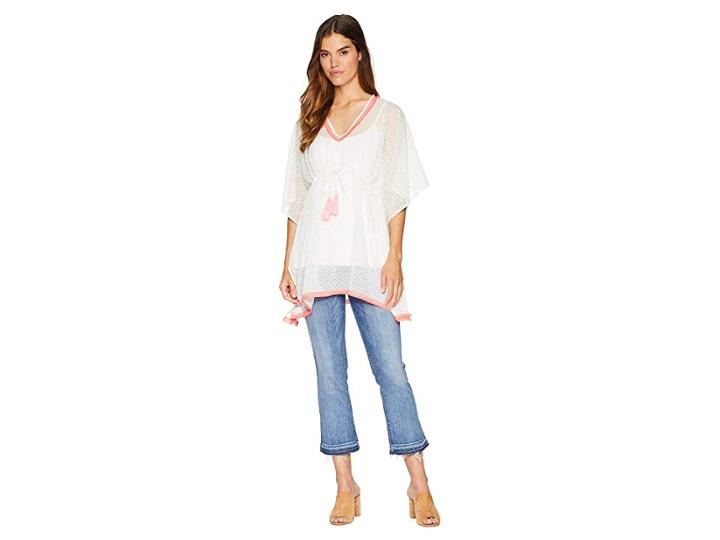 Steve Madden Drawstring Waist Poncho (white) Women's Clothing