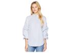 Lauren Ralph Lauren Cotton Puff-sleeve Shirt (blue Multi) Women's Clothing