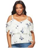 Lucky Brand Plus Size Floral Cold Shoulder Top (multi) Women's Clothing
