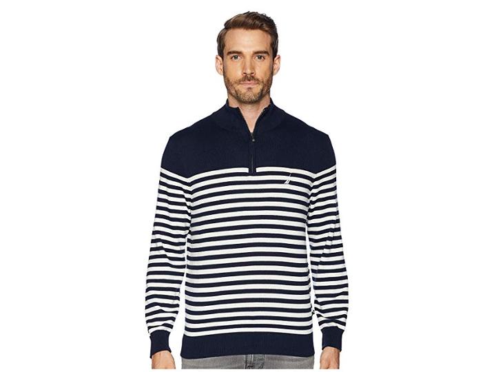 Nautica 12 Gauge 1/2 Zip Bretton Sweater (navy) Men's Sweater