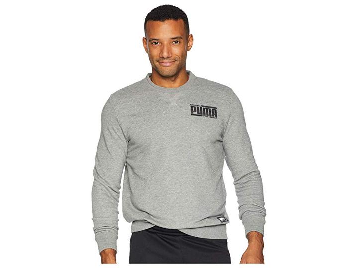 Puma Athletics Crew (medium Gray Heather) Men's Long Sleeve Pullover