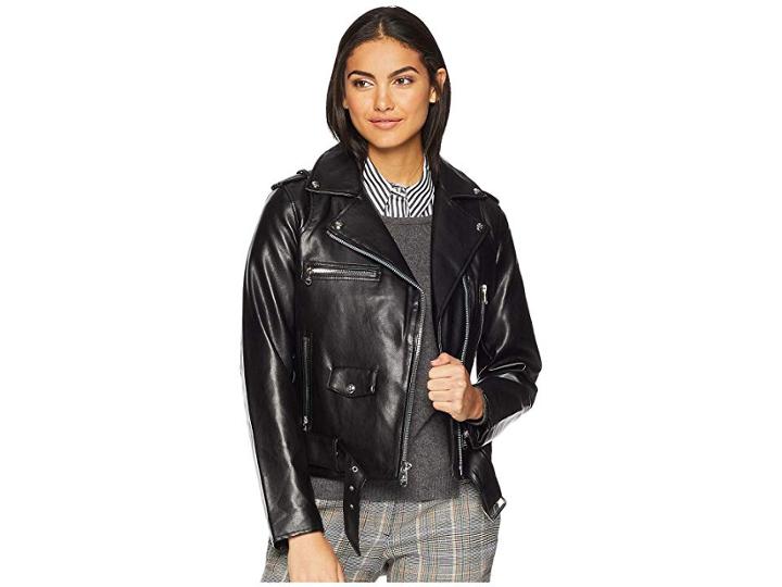 Sam Edelman Cropped Moto Jacket (black) Women's Coat