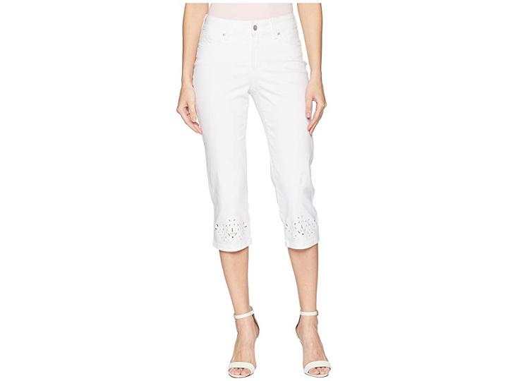 Nydj Marilyn Crop Eyelet Embroidery Hem In Optic White (optic White) Women's Jeans
