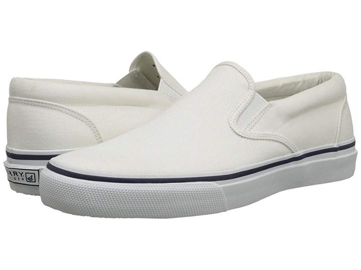 Sperry Striper Slip On (white Canvas) Men's Slip On  Shoes