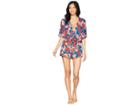 The Bikini Lab Spanish Bloom Kimono Sleeve Romper Cover-up (multi) Women's Jumpsuit & Rompers One Piece