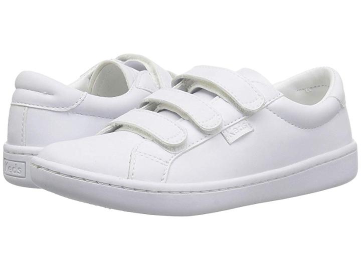 Keds Kids Ace 3v (little Kid/big Kid) (white Synthetic) Girls Shoes