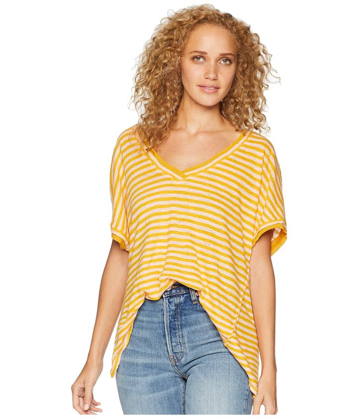 Free People Take Me Tee Stripe (yellow) Women's T Shirt