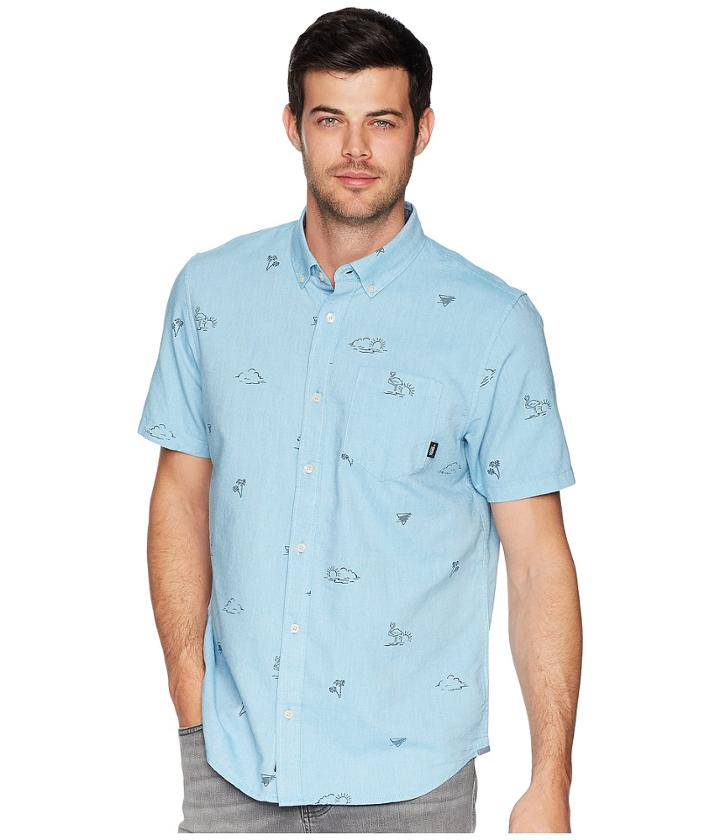 Vans Houser S/s Wovens (blue Moon Road Trippin) Men's Long Sleeve Button Up