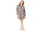 Lauren Ralph Lauren Plus Size Brushed Twill His Shirt Sleepshirt (ivory Plaid) Women's Pajama