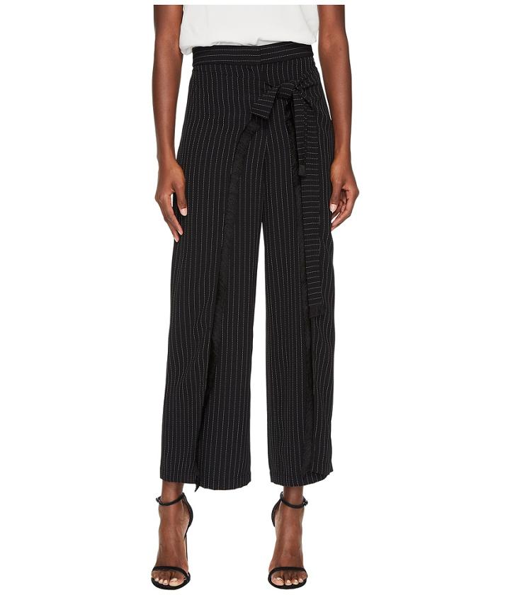 Yigal Azrouel Wide Leg Wrap Pants With Fringe Details (black) Women's Casual Pants