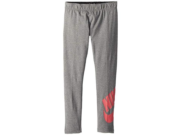 Nike Kids Sportswear Leg-a-see Tight (little Kids/big Kids) (carbon Heather/sea Coral) Girl's Casual Pants