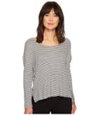 Two By Vince Camuto Long Sleeve Side Tie Drapey Stripe Knit Top (light Heather Grey) Women's Long Sleeve Pullover