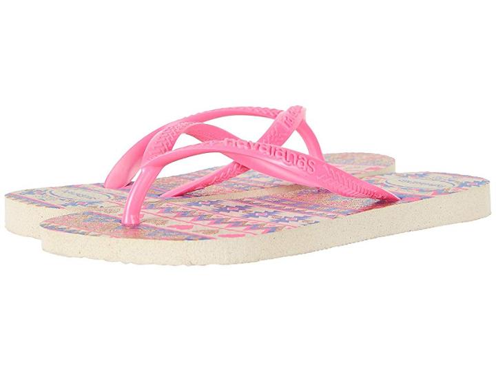 Havaianas Kids Slim Fashion Sandals (toddler/little Kid/big Kid) (beige/pink) Girls Shoes