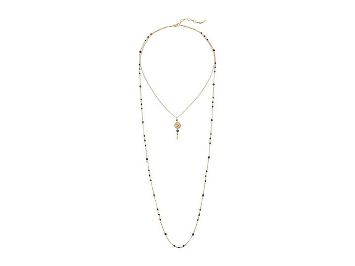 Chan Luu Double Layered Adjustable Necklace With Coin And Semi Precious Stones (onyx Mix) Necklace