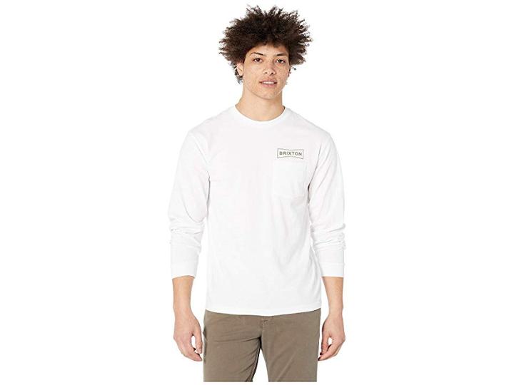 Brixton Wedge Long Sleeve Stt Pocket (white) Men's Clothing