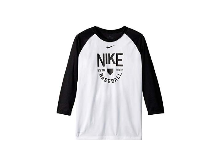 Nike Kids Dry Legend 3/4 Sleeve Training Tee (little Kids/big Kids) (white/black) Boy's T Shirt