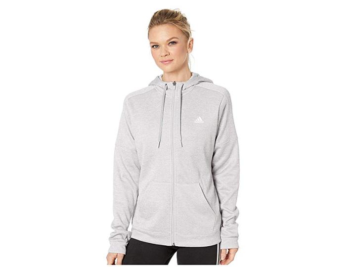 Adidas Team Issue Full Zip Hoodie (flint Grey Two Melange) Women's Sweatshirt
