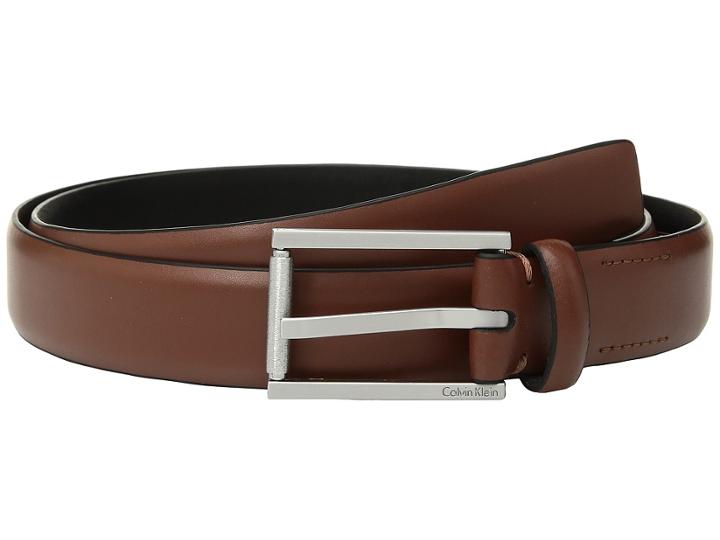 Calvin Klein 30mm Feather Edge Panel Belt (cognac) Men's Belts
