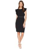 Taylor Ruffle Sleeve Contrast Lining Sheath Dress (black/ivory) Women's Dress