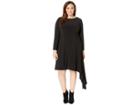 Adrianna Papell Plus Size Matte Jersey Fit And Flare With Asymmetric Skirt (black) Women's Dress