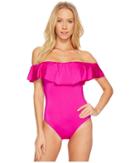 Trina Turk Studio Solid Off The Shoulder Bandeau One-piece (orchid) Women's Swimsuits One Piece