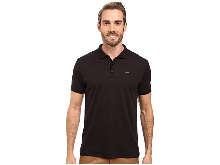 Calvin Klein Liquid Cotton Solid Short Sleeve Polo (black) Men's Short Sleeve Knit