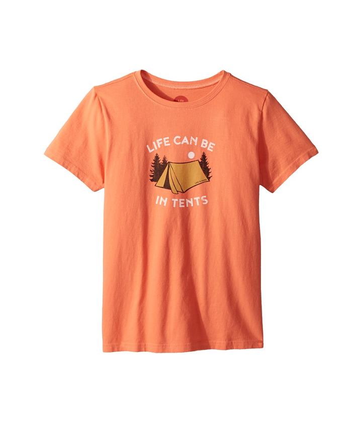 Life Is Good Kids Life Can Be In Tents Crusher Tee (little Kids/big Kids) (fresh Coral) Boy's T Shirt
