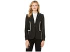 Tommy Hilfiger Textured One-button Contrast Jacket (black/ivory) Women's Clothing