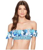 Bleu Rod Beattie Fresh Takes Off The Shoulder Bandeau (bleu Multi) Women's Swimwear